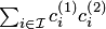$\sum_{i\in {\cal I}}c^{\left(1\right)}_ic^{\left(2\right)}_i$