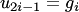 $u_{2i-1}=g_i$