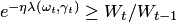 $e^{-\eta\lambda(\omega_t,\gamma_t)}\ge W_t\slash{}W_{t-1}$