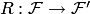$R: {\cal F}\to {\cal F}'$
