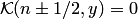 $ {\cal K}(n\pm 1\slash{}2,y)=0$