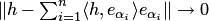 $\|h-\sum_{i=1}^n\langle h,e_{\alpha_i}\rangle e_{\alpha_i}\|\to 0$