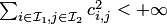 $\sum_{i\in {\cal I}_1,j\in {\cal I}_2} c_{i,j}^2<+\infty$