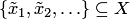 $\{\tilde x_1,\tilde x_2,\ldots\}\subseteq X$