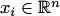 $x_i\in\mathbb R^n$
