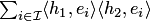 $\sum_{i\in {\cal I}}\langle h_1,e_i\rangle\langle h_2,e_i\rangle$